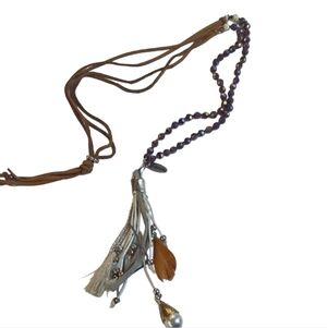 Plunder Silver and Brown Tassel Necklace